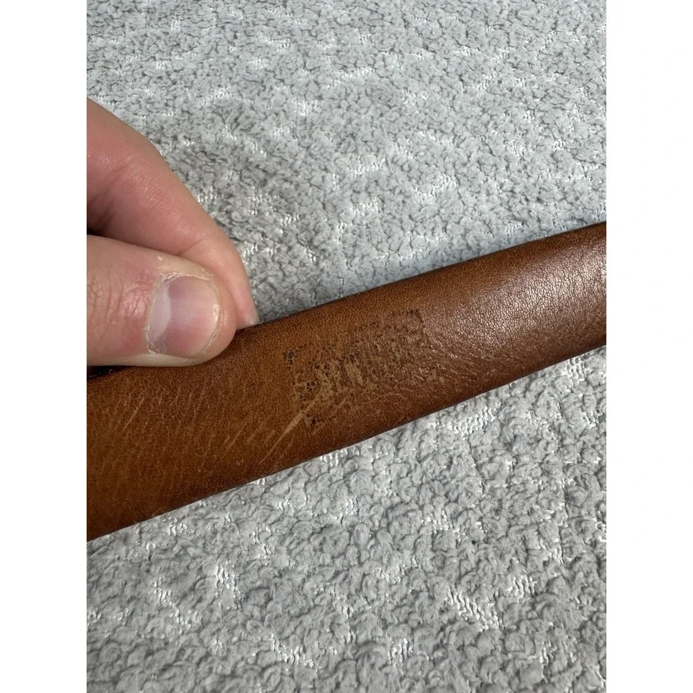 Rewards Belt Brown Ostrich  44 Extra Long Leather Hammered NO BUCKLE‎